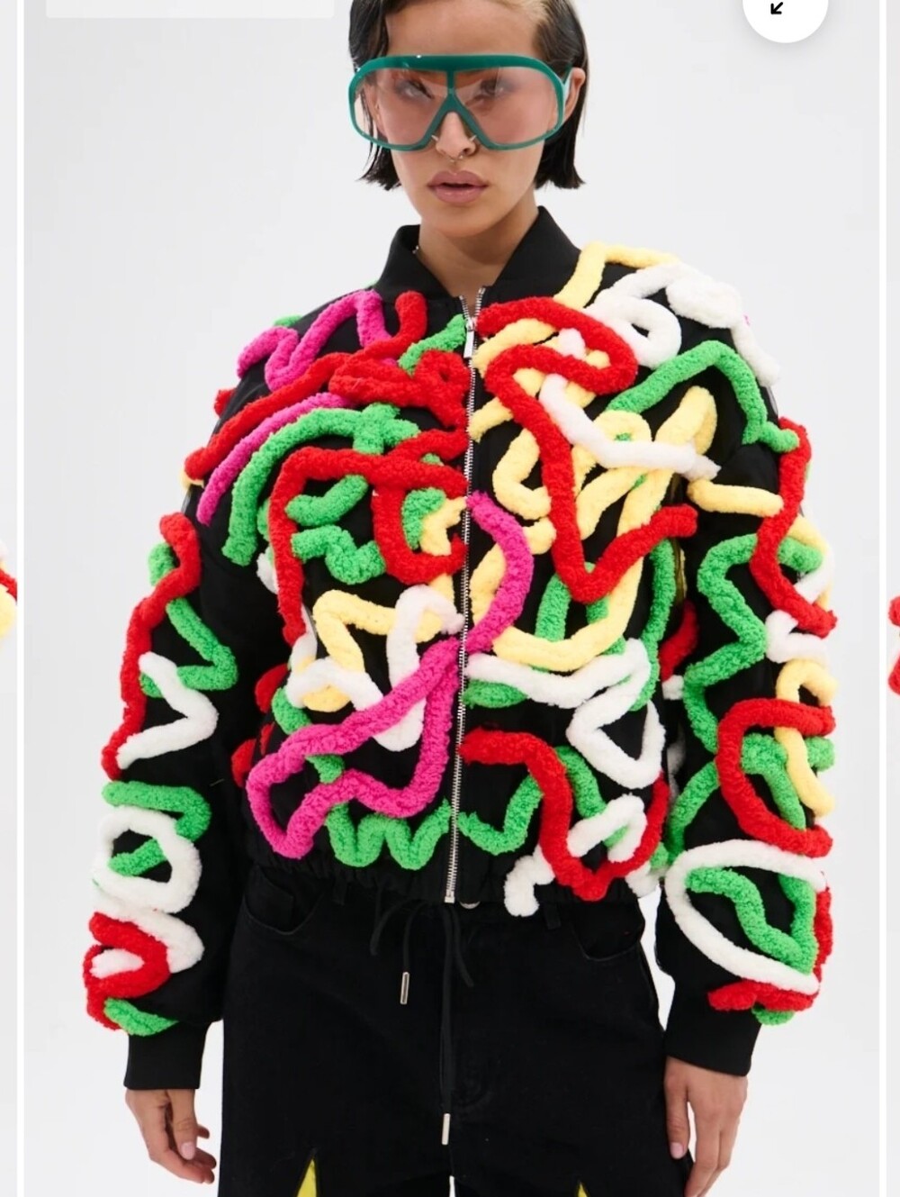 Multicolor Loop Trim Bomber Jacket - Women XL - Picture 3 of 6